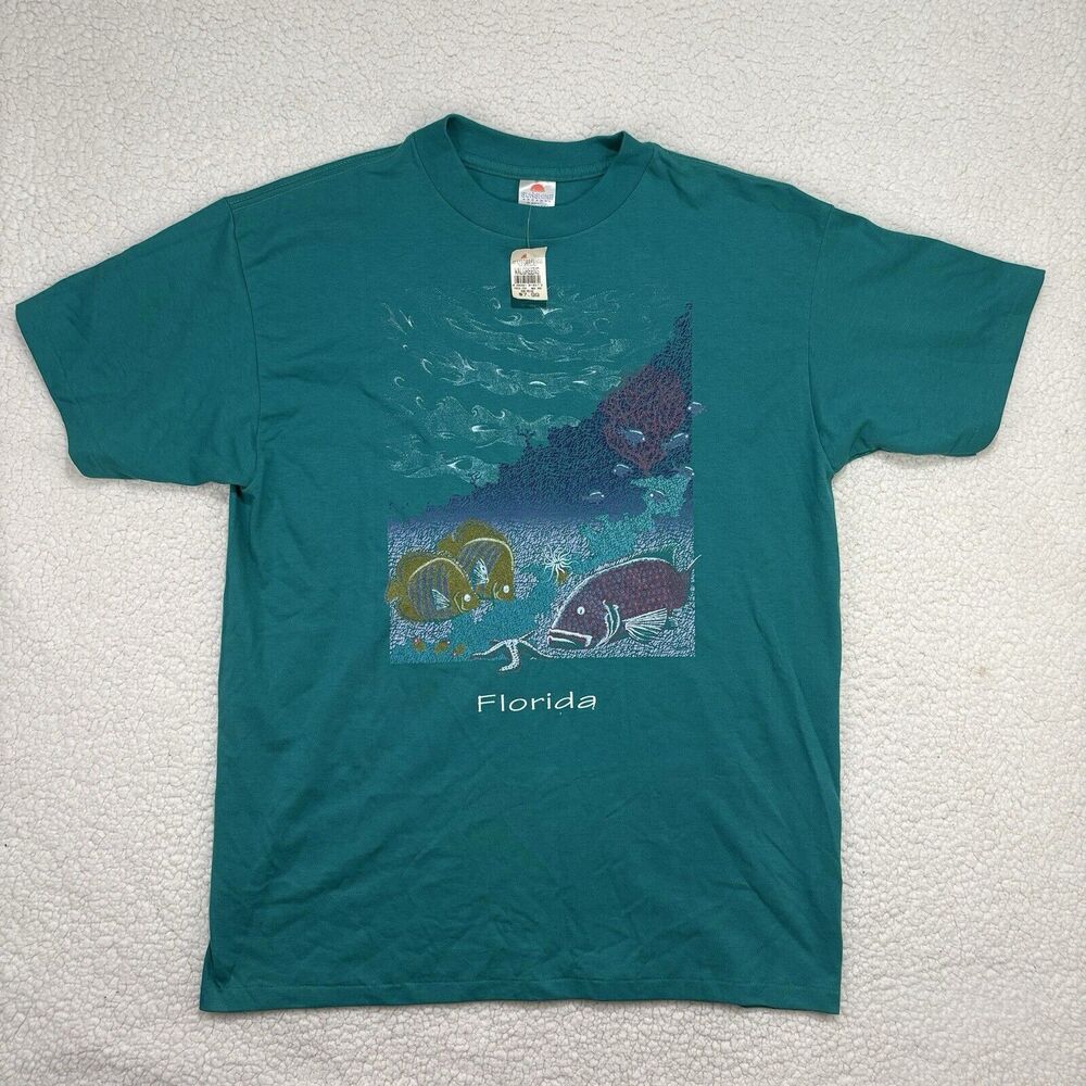Vintage Deadstock Florida‎ Tourist T-shirt Ocean Graphic Tee Sz XL Single Stitch
